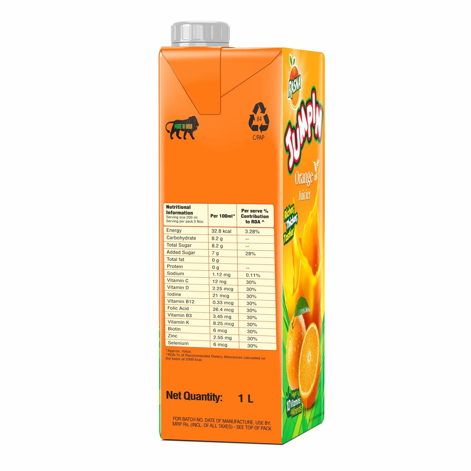 RASNA JUMPIN ORANGE JUCIER 1 LTR - Image 3